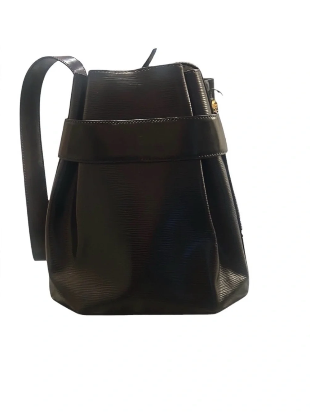 LOUIS VUITTON SAC D'ÉPAULE BUCKET SHOULDER BAG PURSE IN BLACK EPI LEATHER PM